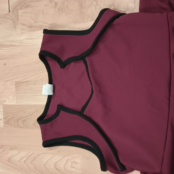 Stylish Burgundy and Black Peplum Dress - Picture 2 of 4